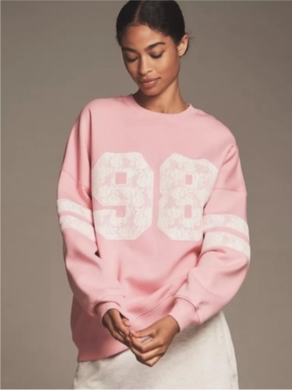L*Space Pink Women's Floral '98' Graphic varsity style Sweatshirt, s
